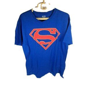 Superman Shirt Men's Large Super Hero Royal Blue Cotton Tee